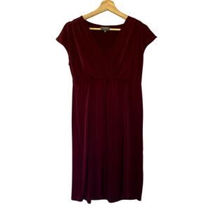 Milk nursingwear burgundy dress women's size M short sleeved midi maternity